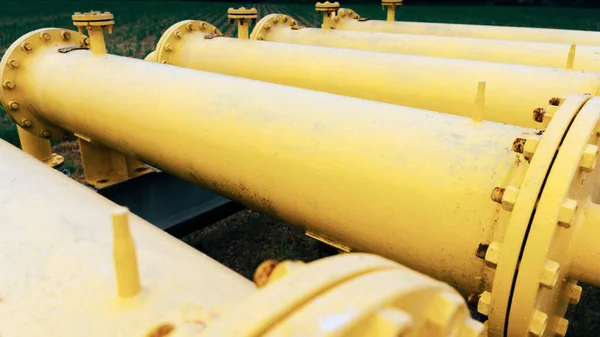 Gas pipes oil energy. Yellow gas pipeline energy equipment. Fuel power technology. Safety valve in gas pipe industry