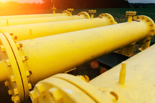 Gas Pipeline Oil Industry Yellow Gas Pipe Power Technology Fuel — Stock Photo, Image