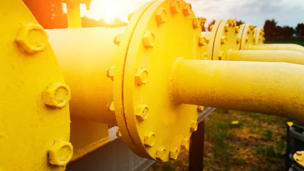 Gas Pipeline Oil Industry Yellow Gas Pipe Power Technology Fuel — Stock Photo, Image