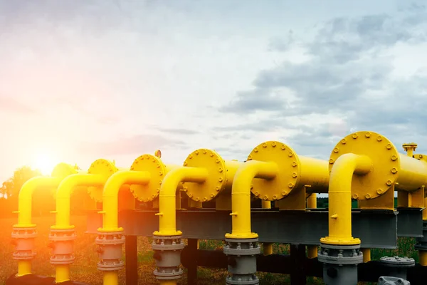 Przemysł Transportu Gazu Technologia Gazociągu Żółtego Urządzenia Energetyczne Rurociągu Paliwowego — Zdjęcie stockowe