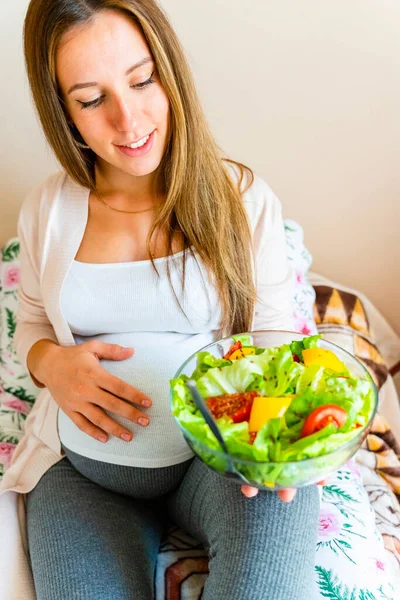Pregnant Healthy Food Diet Pregnancy Woman Eating Nutrition Diet Food — Stock Photo, Image