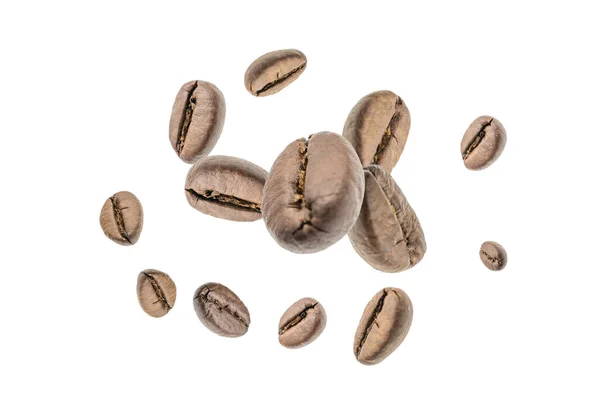 Coffee Flying Bean Background Black Espresso Grain Falling Rustic Coffee — Stock Fotó