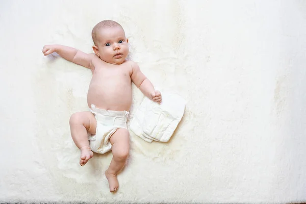 Diaper Change Newborn Kid Banner Happy Cute Infant Baby Nappy — Stock Photo, Image