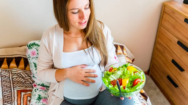 Pregnant Healthy Food Diet Pregnancy Woman Eating Nutrition Diet Food — Stockfoto