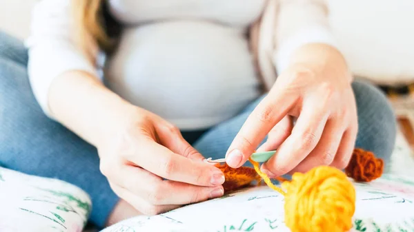 Knitting Socks Pregnancy Woman Pregnant Mother Crochet Kid Cloth Cute — Stock Photo, Image