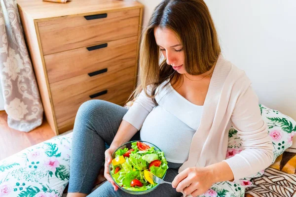 Pregnant Healthy Food Diet Pregnancy Woman Eating Nutrition Diet Food — ストック写真