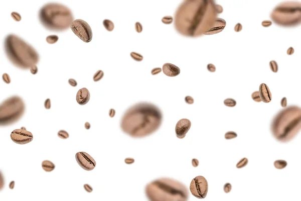 Coffee Beans Fall Background Black Espresso Coffee Bean Falling Aromatic — Stock Photo, Image