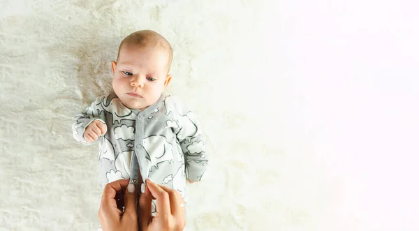 Baby Lying Child Banner Happy Cute Baby Infant Girl Lying — Stock Photo, Image