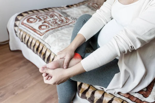 Leg Pain Pregnant Woman Pregnancy Girl Have Leg Disease Ankle — Stockfoto