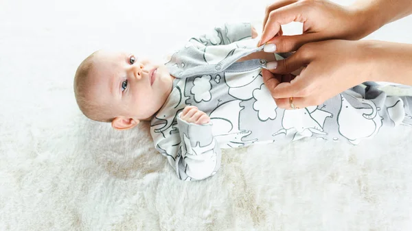 Baby Lying Child Banner Happy Cute Baby Infant Girl Lying — Stock Photo, Image