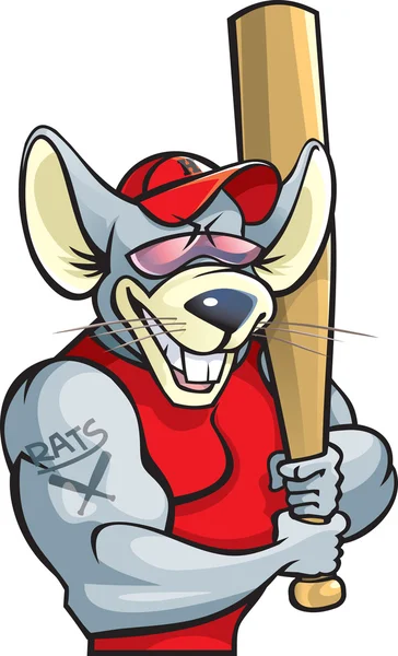 Rata baseballer — Vector de stock