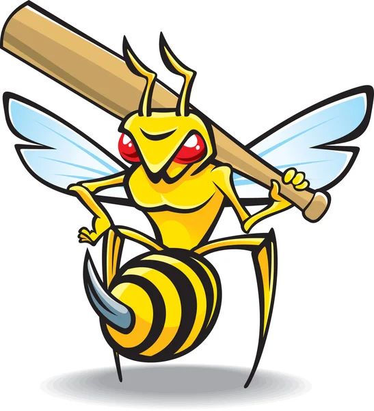 The sting, wasp-baseball mascot — Stock Vector