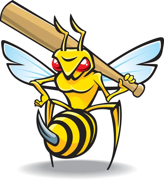 Sting, wasp-baseball maskot Royaltyfria illustrationer