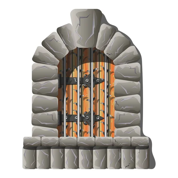 Castillo Puerta Medieval Con Rejilla Vector Dibujos Animados Estilo Cola — Vector de stock