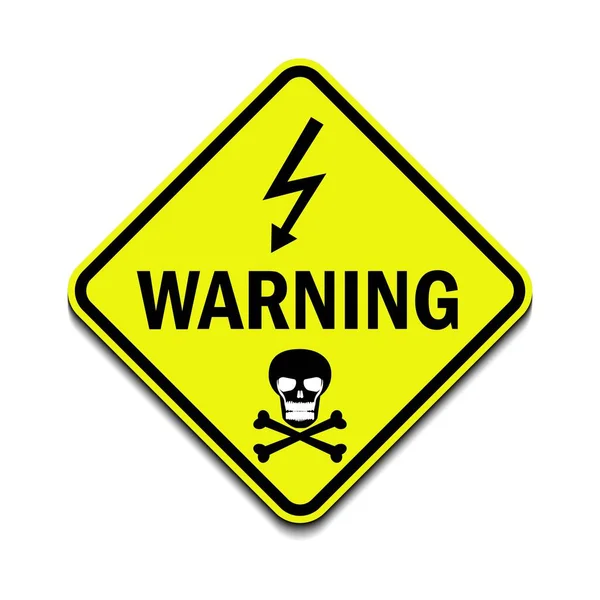 Varování Elektrické Nebezpečí Vysokonapěťové Znamení Izolované Smrt Lebka Šok Černém — Stockový vektor