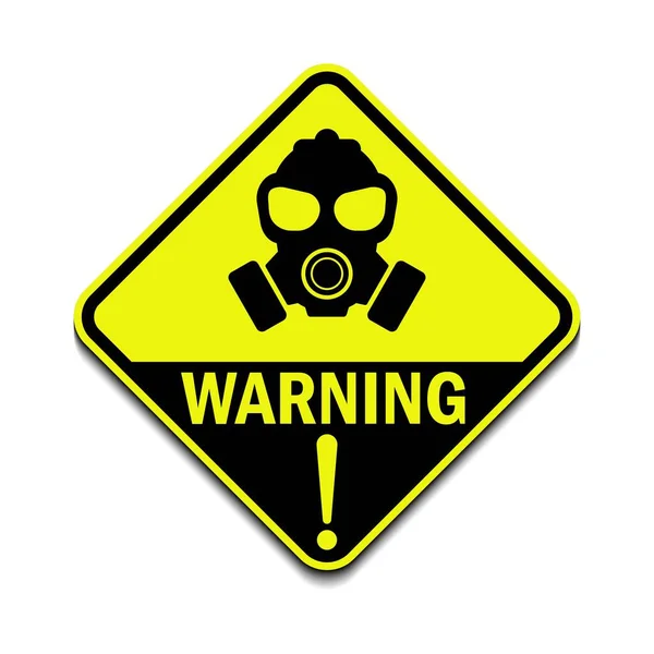 气体危害 Ware呼吸器 带有白色背景隔离的菱形黄色标志矢量图标的灰尘危害警告 — 图库矢量图片