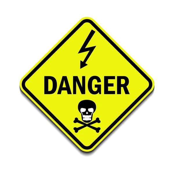 Danger Danger Électrique Signal Haute Tension Isolé Mort Scull Choc — Image vectorielle