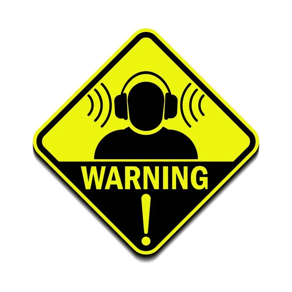 Uyarı işareti yüksek gürültü seviyeleri. Kulak tıkacı, kare işareti, vektör illüstrasyonu, beyaz arkaplanda izole edilmiş kulaklık ya da kulak tıkacı kullan