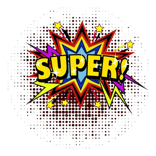 Vektör harfli pop sanat tabelaları süperdi. Çizgi roman ses efektleri. Ses kabarcığı konuşma cümlesi SupER çizgi film balonu ifadesi illüstrasyon arka plan şablonu gibi görünüyor. Çizgi roman balonu renkli bulut.