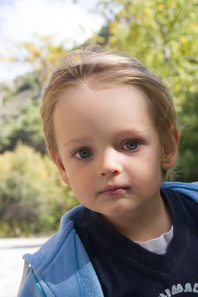 The boy in the woods for a walk — Stock Photo, Image