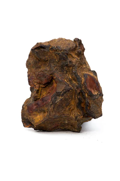 Fragmento Meteorito Com Patina Natural Isolado Sobre Fundo Branco — Fotografia de Stock