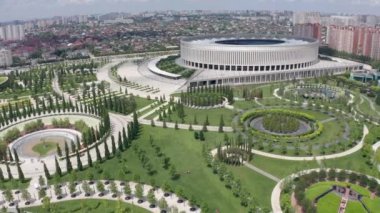 Krasnodar, Rusya - 10 Haziran 2021: Krasnodar futbol stadyumudur.