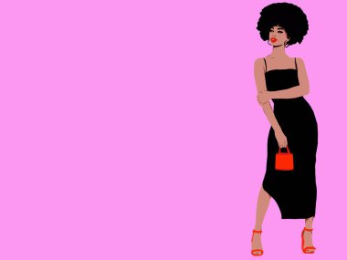 Afro saç modeli, güzel renkli kadın.