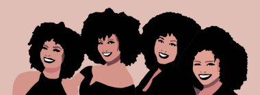 Bir grup çok ırklı siyahi afro kadın.