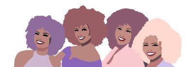 Bir grup çok ırklı siyahi afro kadın.