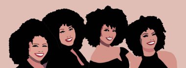 Bir grup çok ırklı siyahi afro kadın.