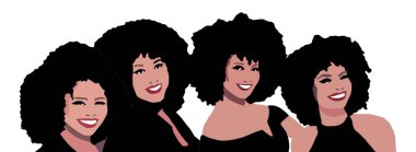 Bir grup çok ırklı siyahi afro kadın.