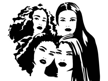 Kıvırcık doğal afro saç logosu.