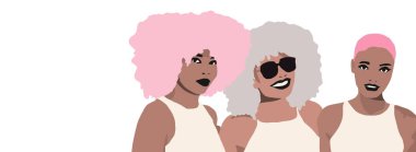 Güzel bir siyah Afrikalı kadın grubu gülümsüyor.