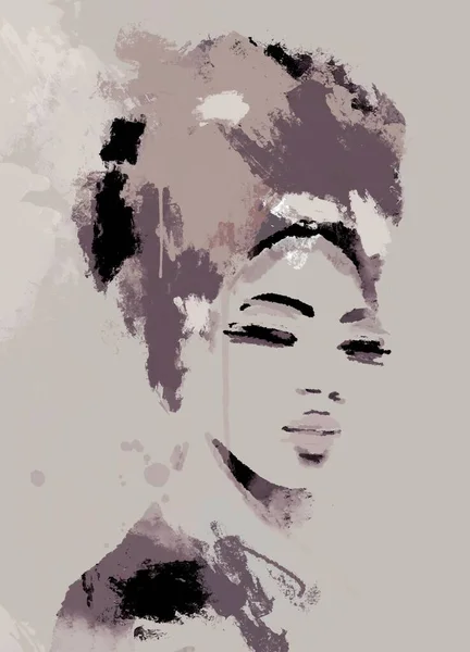 Красивая Женщина Тюрбаном Волосах Иллюстрация Головки — стоковое фото