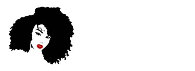 Afro saç silueti, güzel yüz.