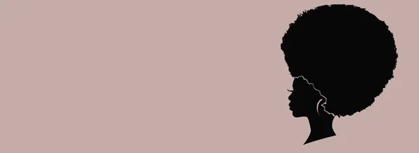 Mooi Afrikaans Amerikaans Vrouw Silhouet Profiel Zwart Krullend Afro Haar — Stockfoto