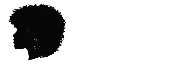 Beautiful African American Woman Silhouette Profile Fekete Göndör Afro Haj — Stock Fotó