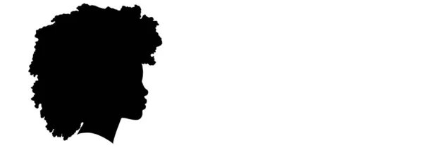 Beautiful African American Woman Silhouette Profile Black Curly Afro Hair — Stock Photo, Image