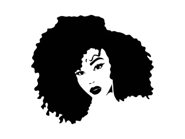 Afro Capelli Silhouette Bella Faccia — Foto Stock