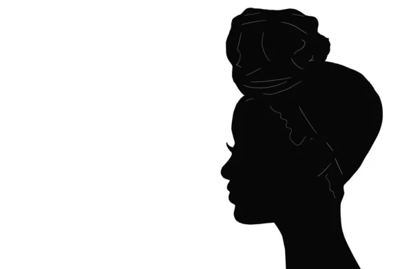 Silhouette Donna Con Turbante Testa Sciarpa Stile Africano — Foto Stock