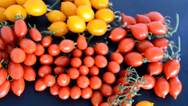 Red Green Cherry Tomatoes Table Organic Farming — Vídeo de Stock