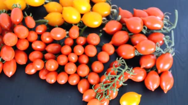 Red Green Cherry Tomatoes Table Organic Farming — Vídeo de stock