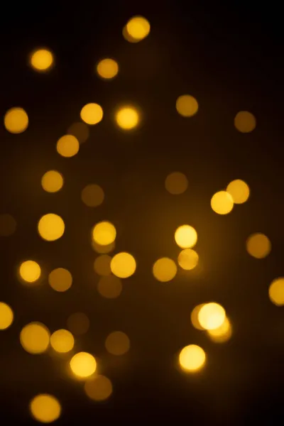 Bokeh Altın Işıklar Arka Planı Bulanık Işıklar Siyah Bir Arkaplanda — Stok fotoğraf