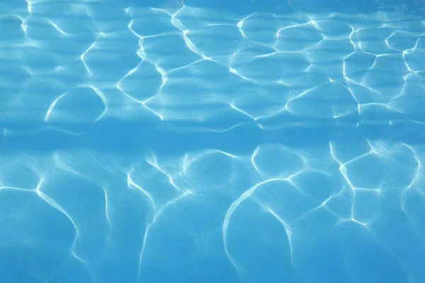 Wasserhintergrund Blaues Schwimmbadmuster Mit Natürlicher Gewellter Wasserstruktur Und Horizontalem Schatten — Stockfoto