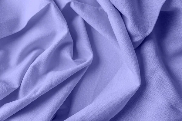 Gestructureerde Vouwen Van Linnen Stof Paarse Kleur Textielachtergrond Bovenaanzicht Kopieerruimte — Stockfoto