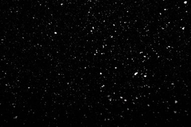 Falling snow texture isolated on black background