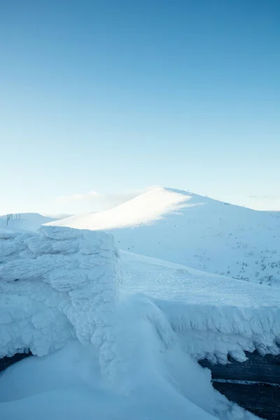Vinterkarpaterna Bergstoppen Stiy Täckt Med Snö Drahobrat Skidort — Stockfoto