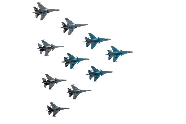 Μόσχα Ρωσία Μαΐου 2021 Μαχητές 35S Flanker Και 30Sm Flanker — Φωτογραφία Αρχείου