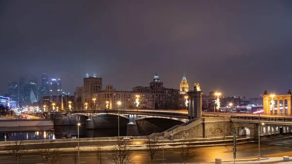 Blick Auf Die Borodinski Brücke Und Die Moskauer Stadt Bei — Stockfoto