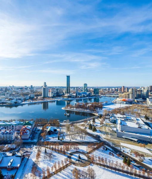 Jekaterinburg Luftaufnahme Winter Bei Sonnigem Tag Ekaterinburg Ist Die Viertgrößte — Stockfoto